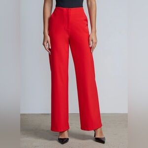 New York & Company Vibrant Red High Rise Wide Leg Pants Size 18 Christmas!